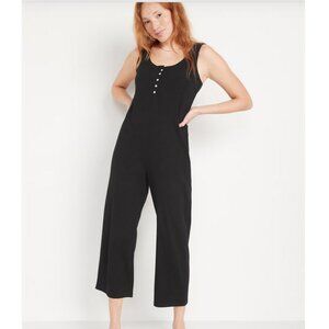 Old Navy Sleeveless Henley Lounge PJ Jumpsuit, Black, Size: S Tall